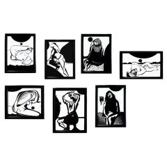 Suite of Figural Ink Drawings by Kent Sivers