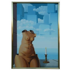 French Surreal Oil on Canvas after Rene Magritte