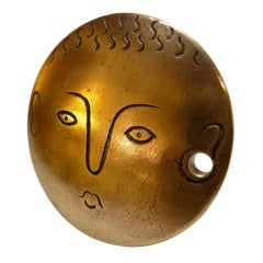 Austrian Mid-Century Brass Stopper with a Woman's Face by Carl Auböck