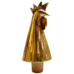 Retro Austrian Mid-Century Rooster Bottle Stopper by Carl Auböck