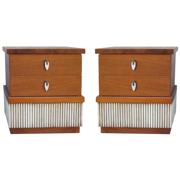 Rare Blond Mahogany Nightstands by American of Martinsville