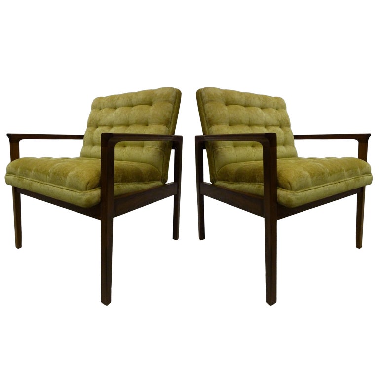 Danish Elegant Rosewood Lounge Chairs by Hans Olsen, Pair