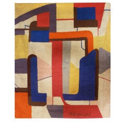 Mid-Century Abstract Tapestry with Squares by Miripolsky