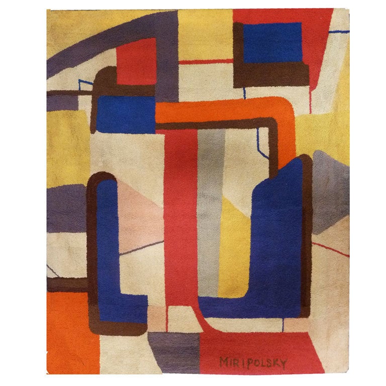 MidCentury Abstract Tapestry with Squares by Miripolsky at 1stDibs