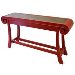 Asian Stylized Modern Console  in Red Lacquer