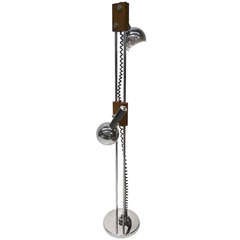Chrome and Walnut Adjustable Floor Lamp 9