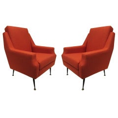 French Mid-Century Armchairs by Erton, Pair