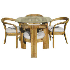 Bamboo and Rattan Dining Set in the Manner of  Paul Frankl