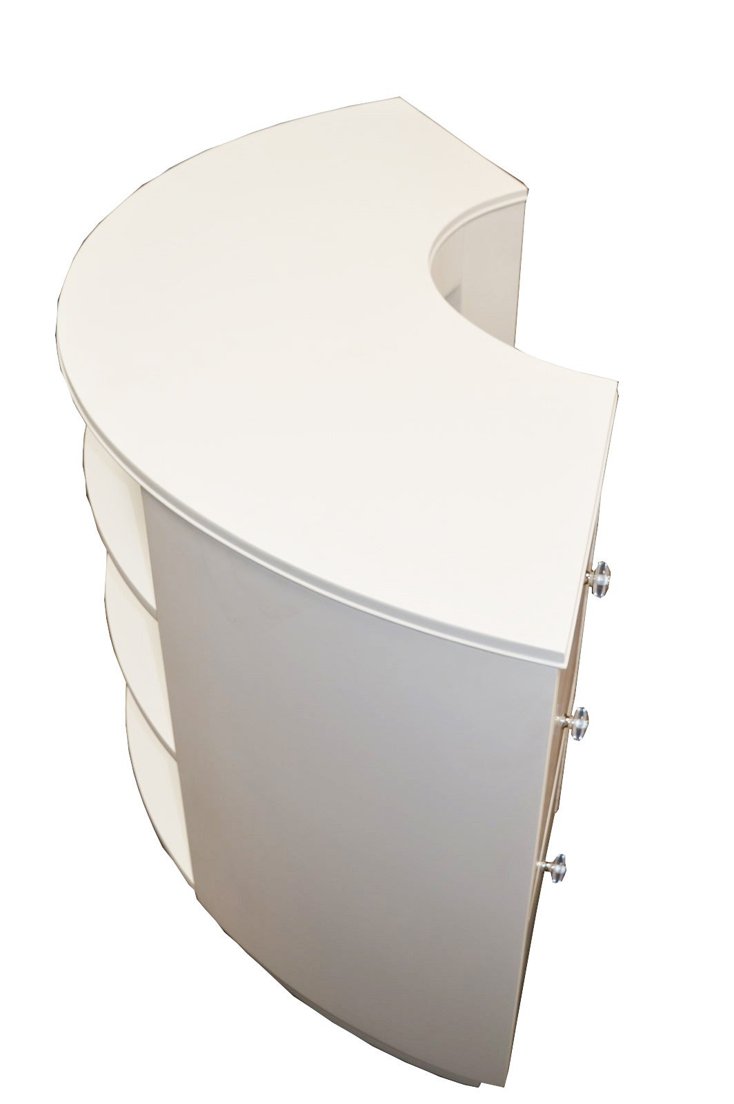 Mid-Century Modern Half Circle White Lacquered Desk Attributed to Edward Wormley