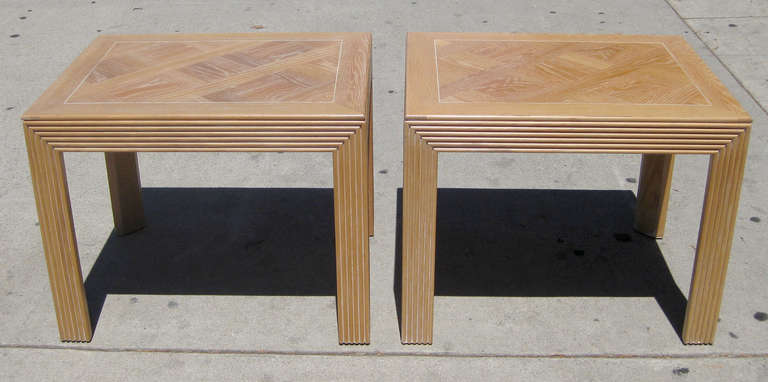 American Pair of Parquet Top Sides Tables by Lane