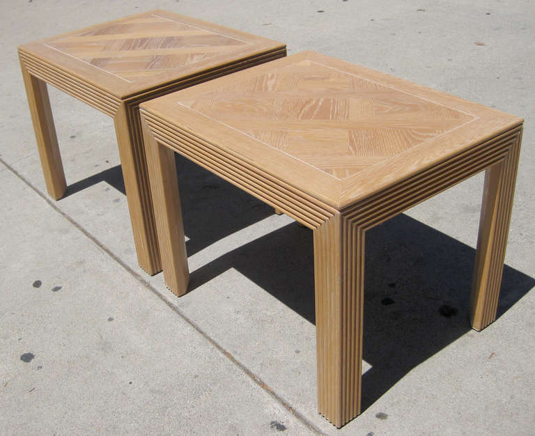 20th Century Pair of Parquet Top Sides Tables by Lane