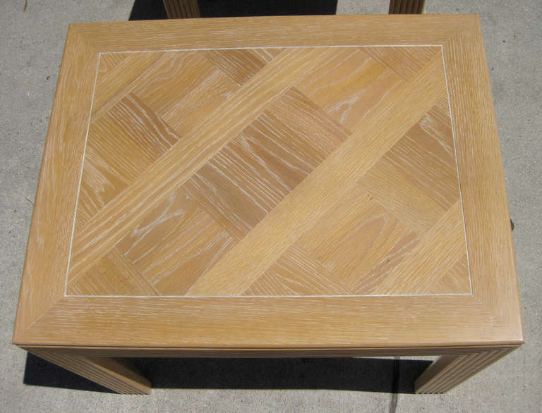 Pair of Parquet Top Sides Tables by Lane 2