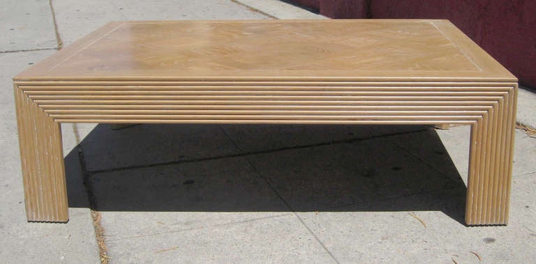 Mid-Century Modern Parquet Top Coffee Table by Lane