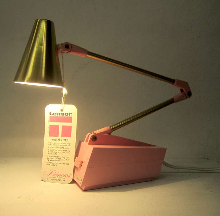 Pink Princess Lamp by Tensor In Excellent Condition In Pasadena, CA