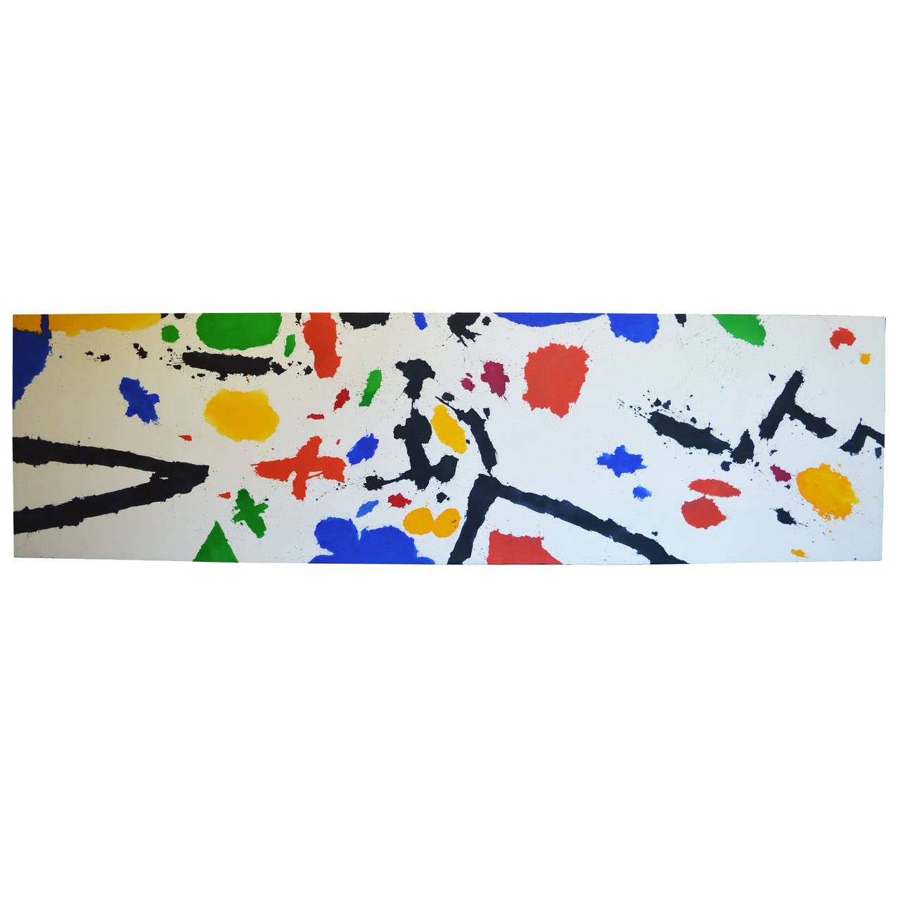 This huge painting by California artist Gerald Campbell in 1983 features paint splotches. The splotches and scale of the work recall artist Sam Francis, whose graphic paintings showcase the same appreciation for color and chaos. Campbell, a family