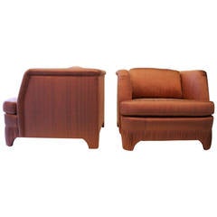 Pleated Base Hollywood Regency Pair of Lounge Chairs 1