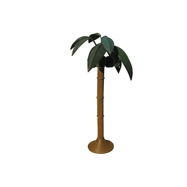 rattan palm tree floor lamp