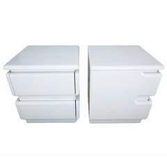 Pair of White Lacquer Night Stands by Rougier