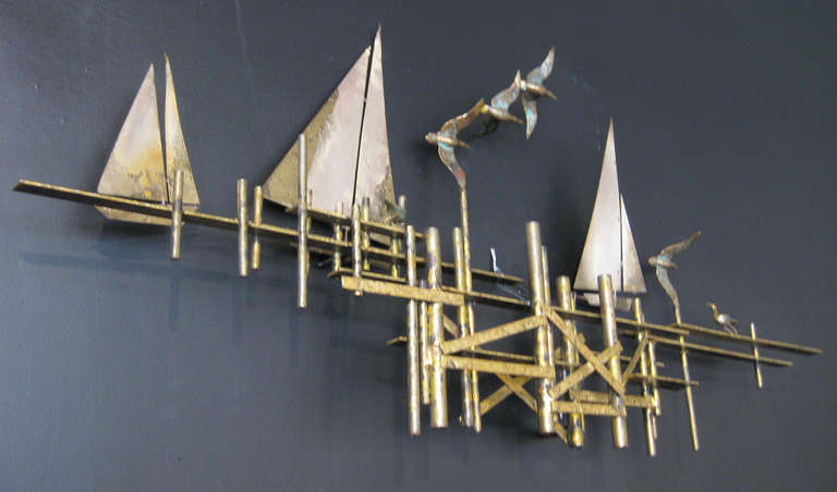 American Nautical Metal Wall Sculpture by Curtis Jere