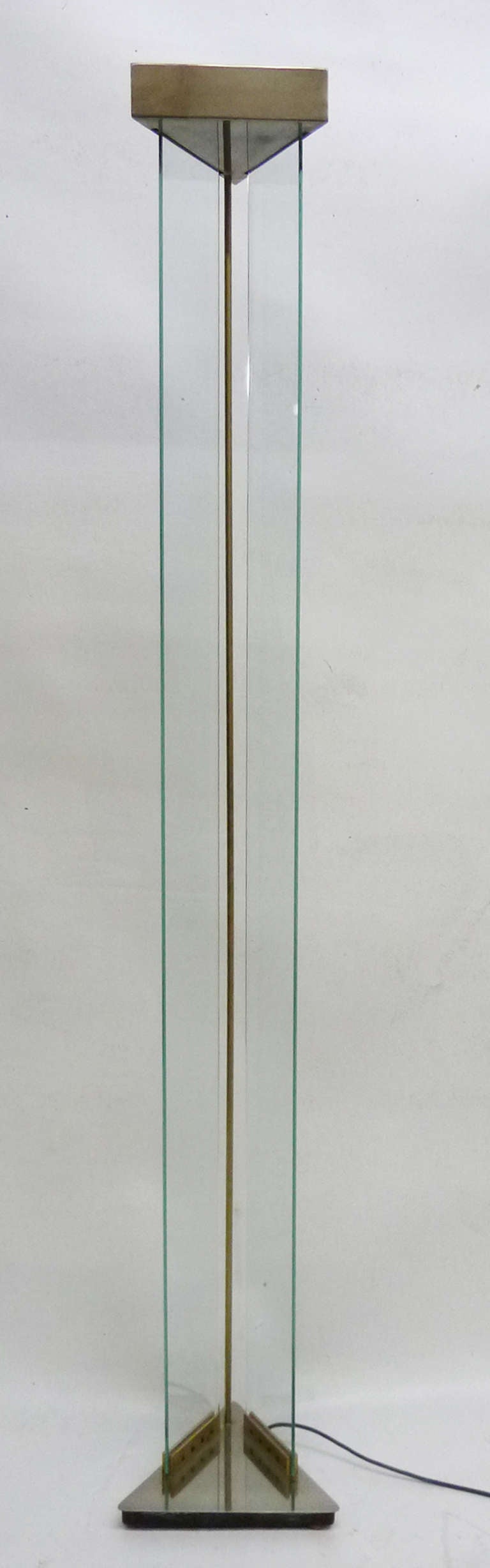 Post-Modern Brass and Glass Floor Lamp by Mauro Marzollo
