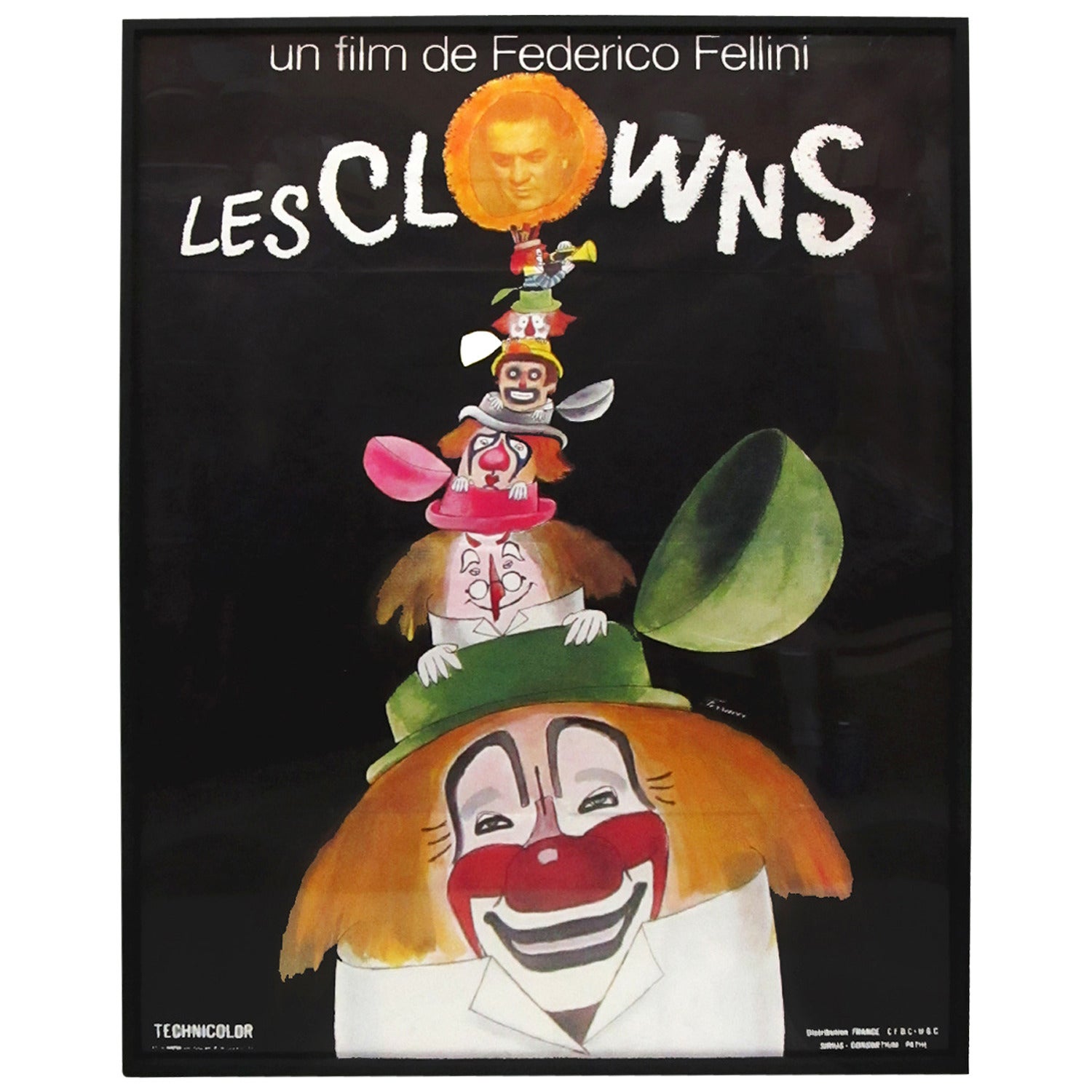 Original Poster by Ferracci Featuring "Les Clowns" Movie by Frederico Fellini
