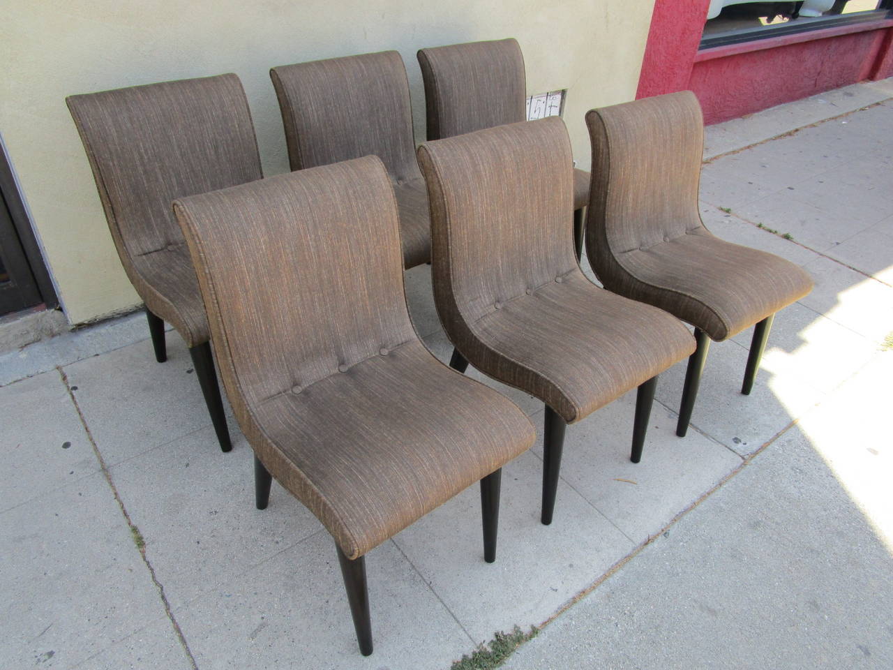 Upholstery Set of Six Dining Chairs by Russel Wright