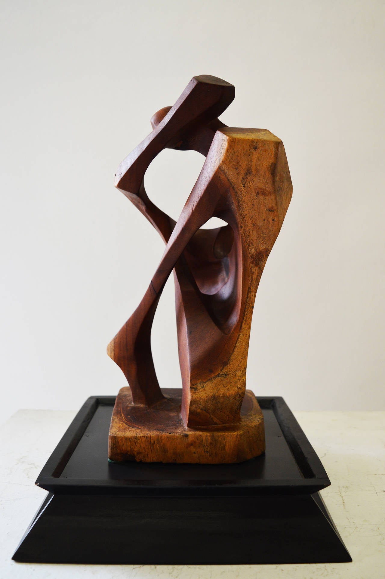 "The Kiss" Stylized Teak Sculpture of a Couple Kissing For Sale at 1stdibs
