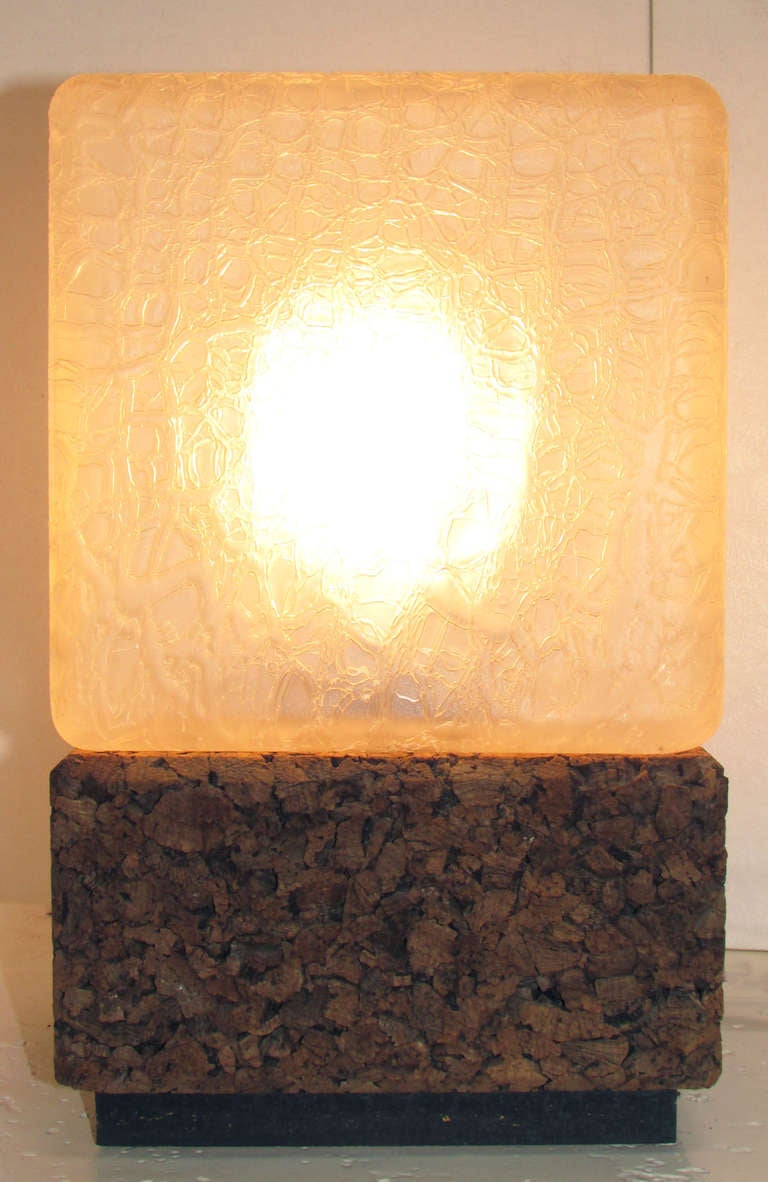Cork and Crackled Glass Table Lamp In Good Condition In Pasadena, CA