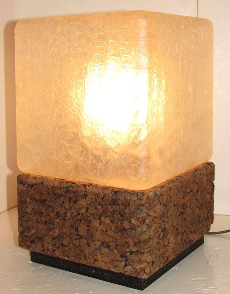 American Cork and Crackled Glass Table Lamp