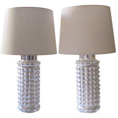 Retro Pair of Mercury Glass Lamps by Helena Tynell for Luxus