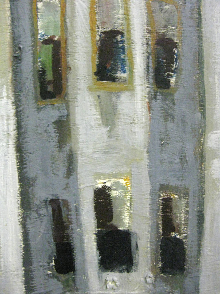 Mid-Century Modern Perspective Cityscape Painting
