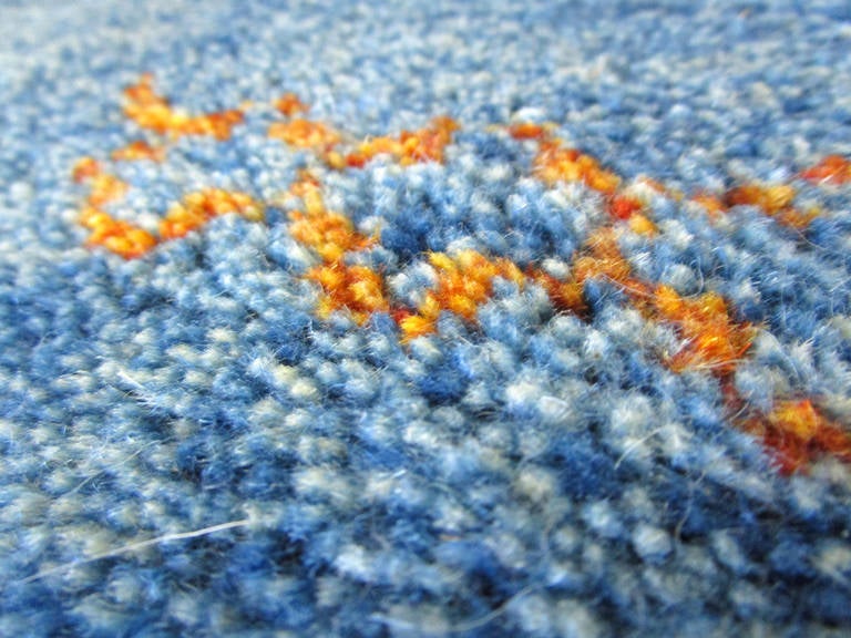 Bright Blue High-Pile Gabbeh Rug In Excellent Condition In Pasadena, CA