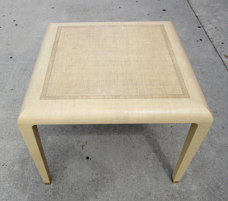 Mid-Century Modern Raffia Wrapped Square Table by Harrison Van Horn