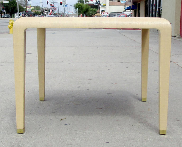 American Raffia Wrapped Square Table by Harrison Van Horn