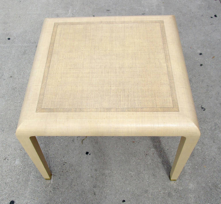 Raffia Wrapped Square Table by Harrison Van Horn In Excellent Condition In Pasadena, CA