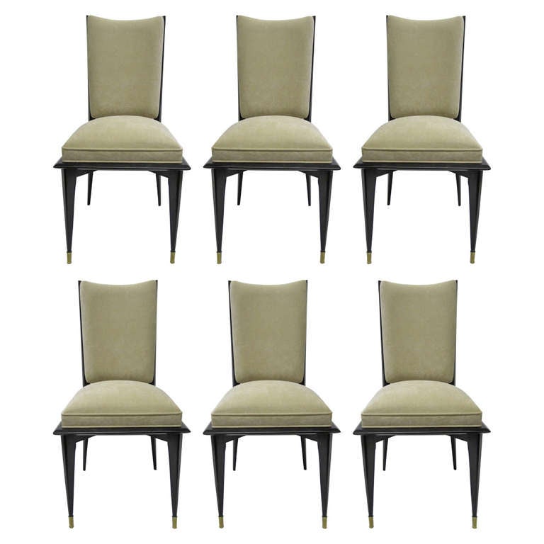 Elegant French Dining Chairs, Set of Six at 1stdibs