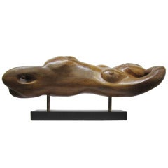 Amorphous Nude Sculpture in Walnut