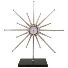 Vintage Space Age Chrome Starburst Clock