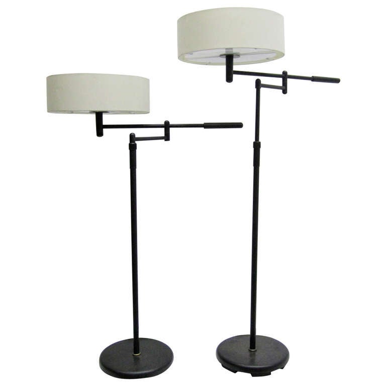 Adjustable, Swing-Arm Floor Lamps, Pair at 1stdibs Adjustable, Swing-Arm Floor Lamps, Pair at 1stdibs