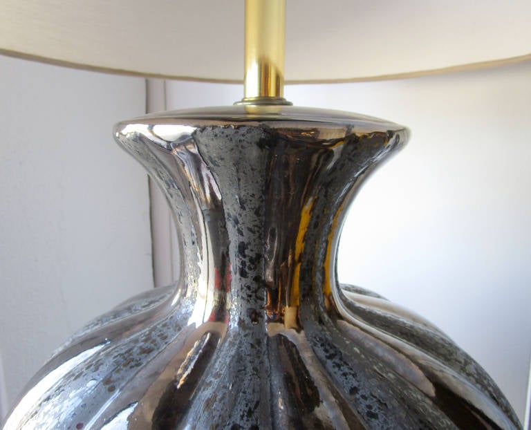 American Pair of Glamorous Ceramic Metallic Table Lamp