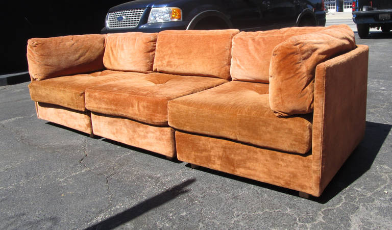 American Three-Piece Modular Sectional Sofa by Milo Baughman