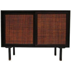 Vintage Mid Century Ratan and Walnut Credenza