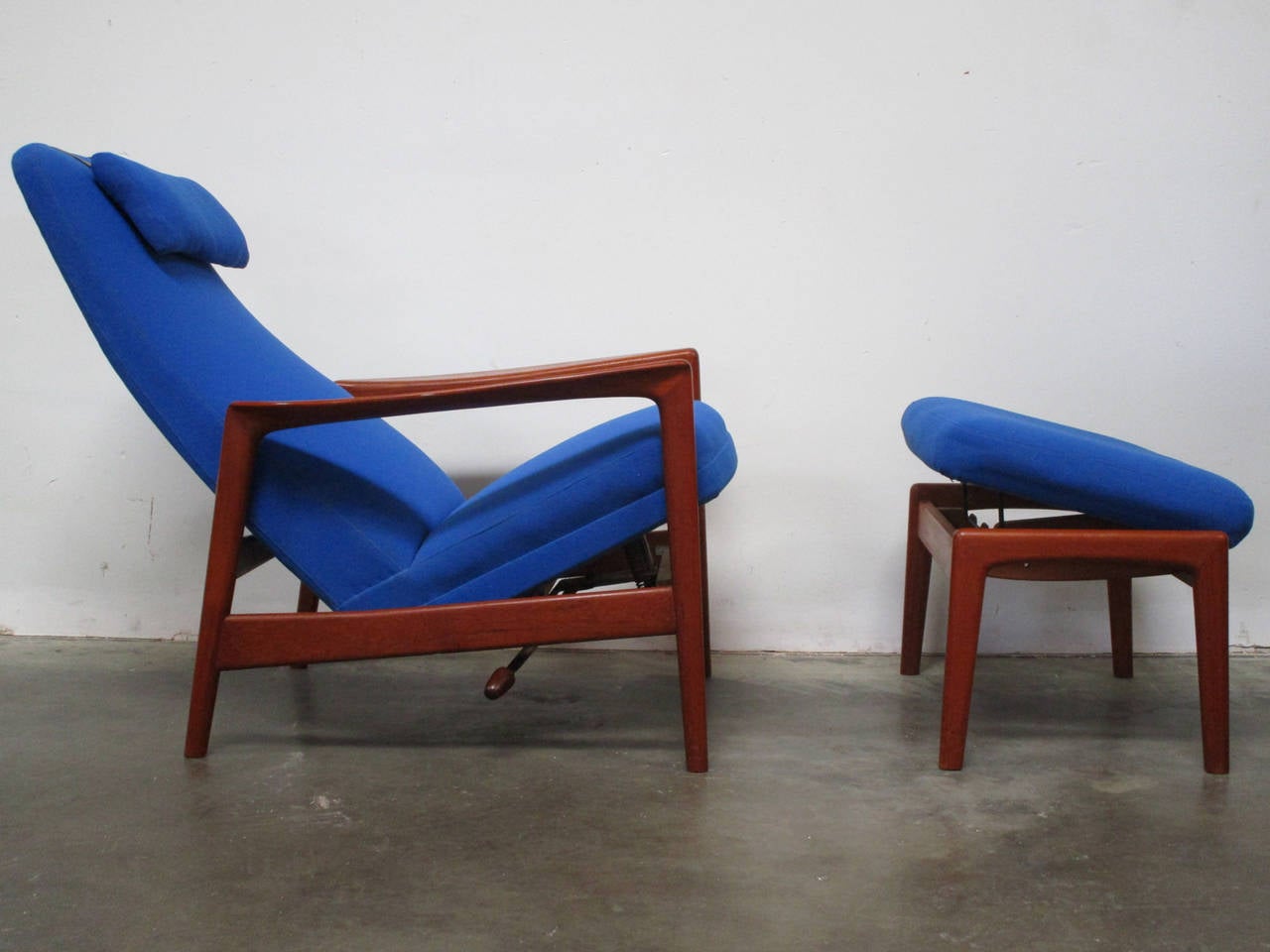 Mid-Century Modern Midcentury Reclining Armchair with Tilting Stool by Alf Svenson
