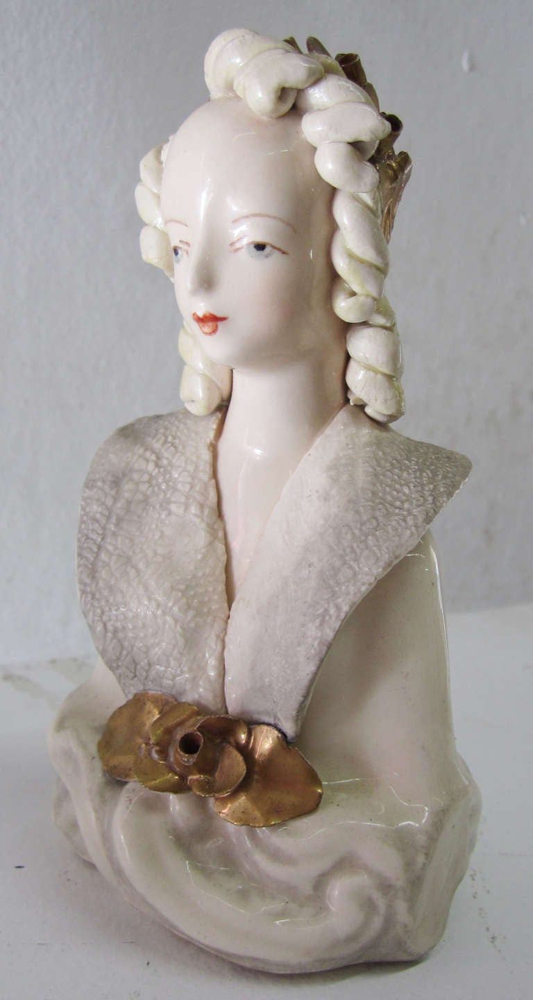Porcelain Bust of Victorian Lady by Cordey In Excellent Condition In Pasadena, CA