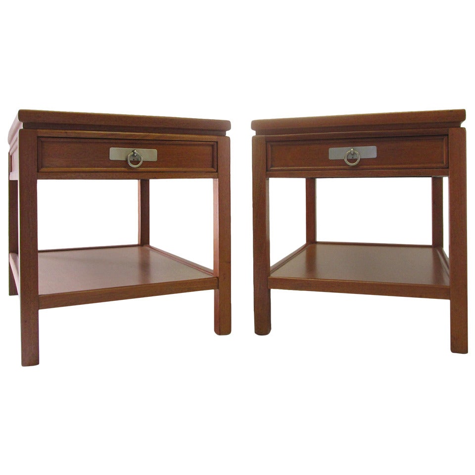 Pair of Blond Mahogany Side Tables or Nightstands