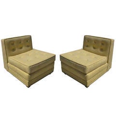 Mid-Century Modern Tufted Slipper Chairs, Pair 9