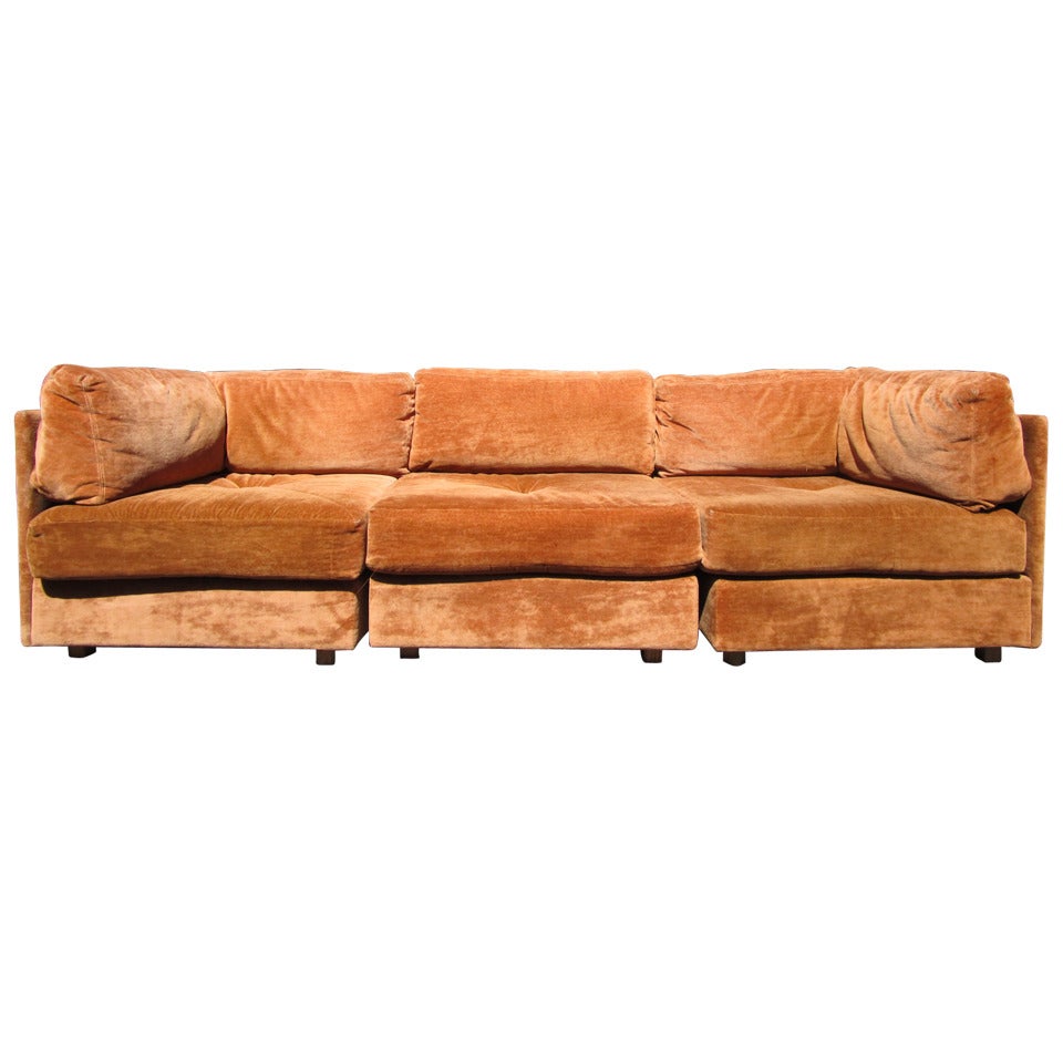 Three-Piece Modular Sectional Sofa by Milo Baughman