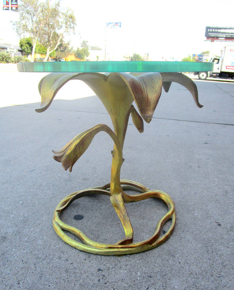 Hollywood Regency Lily Side Table by Arthur Court In Excellent Condition In Pasadena, CA