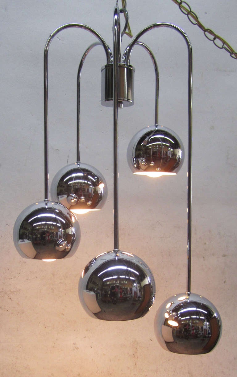 American Five-Tier Chrome Pendant Lamp by Robert Sonneman