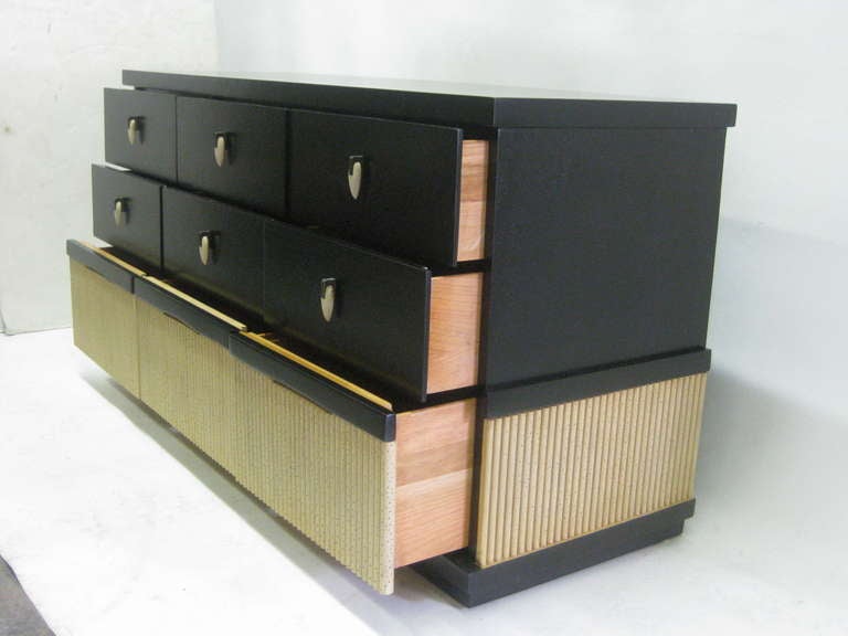 Mid-Century Modern Ebonized Mahogany 9 Drawer Dresser by American of Martinsville